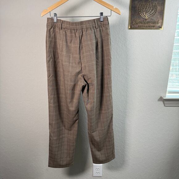 Women's Halara Brown Plaid Pull On Straight Leg Pants Size Medium NEW - Picture 7 of 10
